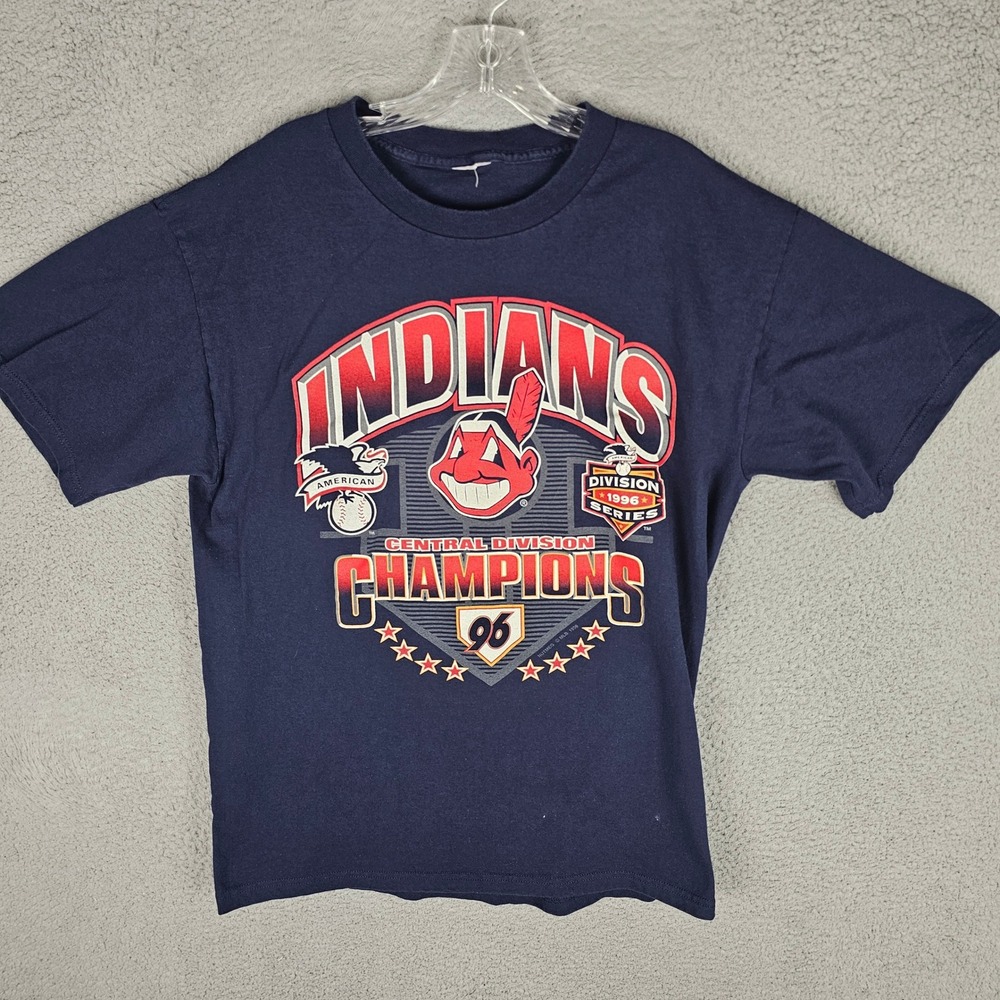 Nutmeg T-Shirt Mens M Navy Cleveland Indians 1996 Division Champions Vintage MLB